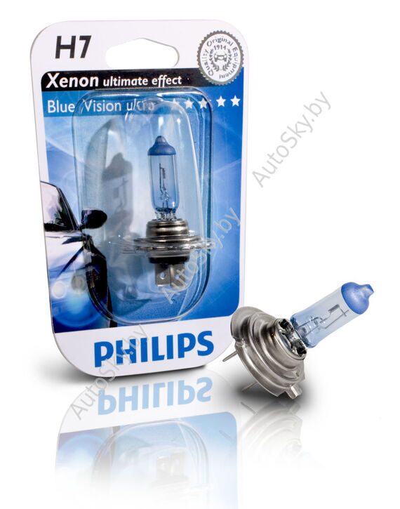 Галогеновая лампа H7 Philips BlueVision Ultra Галогеновая лампа H7 Philips BlueVision Ultra