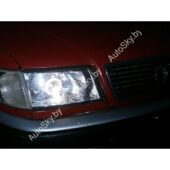 Гладкие стёкла фар Audi 100 (C3) (пара) 