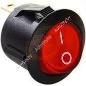 Выключатель 3 контакта, круглый, d 20мм, с подсветкой (Красный)