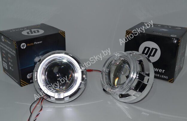 Би-ксеноновые линзы 3.0 Дюйма с глазками Cree (2 режима) (Metall Base) AutoPower